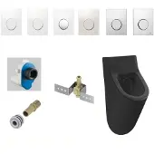 Salenzi Urinoir set hung achterinlaat mat zwart met tece loop drukplaat kunststof