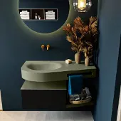Mondiaz Riva badmeubel 100cm Urban met 1 lade en wastafel links 0 kraangaten Army