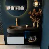 Mondiaz Riva badmeubel 120cm Clay met 1 lade en wastafel links 1 kraangat Urban