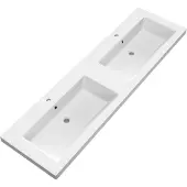 Brauer Solar Medium Dubbele Meubelwastafel 160x46cm Mineraalmarmer - 2 Kraangaten - Mat Wit - 8720359366375 - Rechthoekig - Wastafels, Meubelwastafels