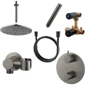 Boss & Wessing inbouw regendouche set cemal rond plafonduitloop gunmetal pvd coating