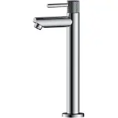 Sanilux Fonteinkraan hoog rofio opbouw rond met geribbeld knop chroom