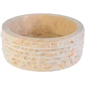 Boss & Wessing Waskom bws stone rond 40x40x15 cm gepolijste binnenzijde natuursteen creme
