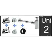 Xellanz Luxe fontein/wastafel aansluitset geno met sifon en hoekstopkranen chroom