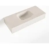 Mondiaz LEX Linen vrijhangende solid surface wastafel 70cm. Positie wasbak midden