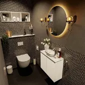 Mondiaz Fowy toiletmeubel 60cm talc met witte waskom midden en kraangat