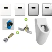 Salenzi Urinoir set hung achterinlaat mat wit met tece drukplaat elektronisch
