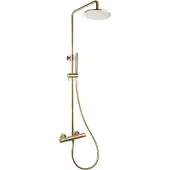 Sanilux Regendoucheset Opbouw Blair Thermostatisch Geribbelde Knop Douchekop 25 cm Goud