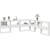 vidaXL Boekenkast Hoofdeinde L-vormig 180 cm massief grenenhout wit