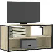 vidaXL Tv-meubel 80x31x39,5 cm bewerkt hout metaal sonoma eikenkleurig