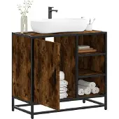 vidaXL Wastafelkast 65x33x60 cm bewerkt hout gerookt eikenkleurig