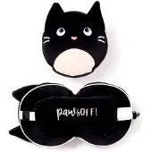Relaxeazzz Feline Fine knuffel/reiskussen/slaapmasker - 2-in-1 set - voor kinderen- in vliegtuig of auto