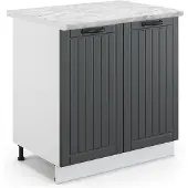 Vicco Keukenonderkast Fame-Line, Donkergrijs/Wit, 80 cm marmer werkblad