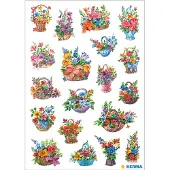 Herma Stickers etiketten bloemen in mandjes - 10 stuks
