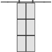 vidaXL Schuifdeur met beslag 76x205 cm gehard glas en aluminium