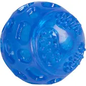 Flamingo hondenspeelgoed Bordy Bal Blauw – Ø 7,5 cm – LED licht & piepgeluid – TPR rubber – Drijvend speelgoed voor honden