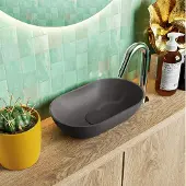 Mondiaz POOLE solid surface opzetkom kleur Darkgrey | Darkgrey. Afmeting 30x18x8cm