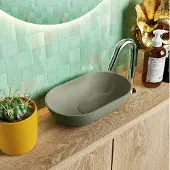 Mondiaz POOLE solid surface opzetkom kleur Army | Army. Afmeting 30x18x8cm