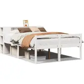 vidaXL Bed met boekenkast zonder matras grenenhout wit 150x200 cm