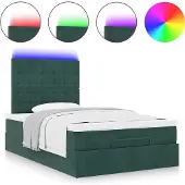 vidaXL Ottoman bed met matrassen en LED's 120x200cm fluweel