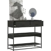 vidaXL Wandtafel 90x35x80 cm bewerkt hout zwart