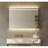 Schaere Badkamerspiegel met directe en indirecte verlichting, verwarming, touch sensor en kleurenwissel 100×70 cm
