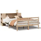 vidaXL Bed met boekenkast zonder matras massief grenenhout 135x190 cm