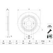 Bosch Remschijf 0 986 479 G77 achter, volledig, sterk gecarboniseerd, 1 Stuk