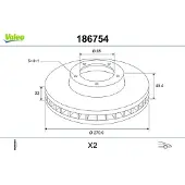 Valeo 186754 Remschijf