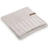 Knit Factory Vinz Gebreid Plaid - Woondeken - plaid - Wollen deken - Kleed - Beige - 160x130 cm