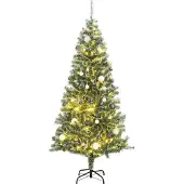 vidaXL Kunstkerstboom met 300 LED's kerstballen en sneeuw 240 cm