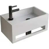 Boss & Wessing Fonteinset bws solid surface met handdoekhouder links mat wit gunmetal