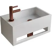 Boss & Wessing Fonteinset BWS Solid Surface Met Handdoekhouder Links Mat Wit Koper
