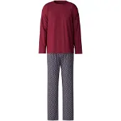 Calida Pyjama lang marine / bordeaux / wit