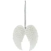 Something Different Betoverende Glinsterende Engelvleugels Hanger - Witte Kerstboom Hanger met Glitter - 12,5 cm