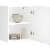 vidaXL Keukenbovenkasten 2 st Porto bewerkt hout hoogglans wit