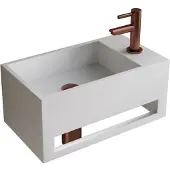 Boss & Wessing Fonteinset BWS Solid Surface Met Handdoekhouder Rechts Mat Wit Koper