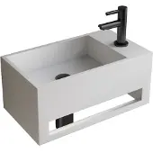 Boss & Wessing Fonteinset BWS Solid Surface Met Handdoekhouder Rechts Wit Gunmetal