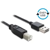 DeLOCK Easy-USB-A naar USB-B kabel - USB2.0 - tot 2A / zwart - 2 meter