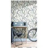 Overig Vliesbehang Friends & Coffee 16632 - Metallic Staalblauw - Wit - Beige - 10,05 M X 53 Cm