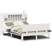 vidaXL Bed met boekenkast zonder matras grenenhout wit 150x200 cm