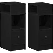 vidaXL Nachtkastjes 2 st met lade 25x31x66 cm zwart