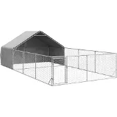vidaXL Hondenkennel met ren 7x3x1,9 m gegalvaniseerd staal