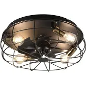 TRIO REALITY TRONDHEIM - Ventilator - Zwart mat - excl. 4x E27 4 W - Licht apart schakelbaar - Afstandsbediening - 3 snelheidsinstellingen - Timer