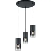 TRIO Robin hanglamp zwart, geschikt voor 3 x E27