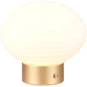 TRIO REALITY EARL - Tafellamp - Messing mat - incl. 1x SMD 2W - Touch functie - Oplaadbaar - Snoerloos - Wit glas