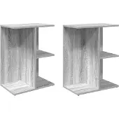 vidaXL Nachtkastjes 2 st 46,5x29x61 cm bewerkt hout grijs sonoma eiken
