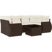 vidaXL 7-delige Loungeset met kussens poly rattan bruin