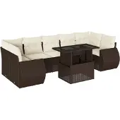 vidaXL 8-delige Loungeset met kussens poly rattan bruin