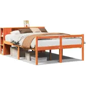 vidaXL Bed met boekenkast zonder matras hout wasbruin 140x200 cm